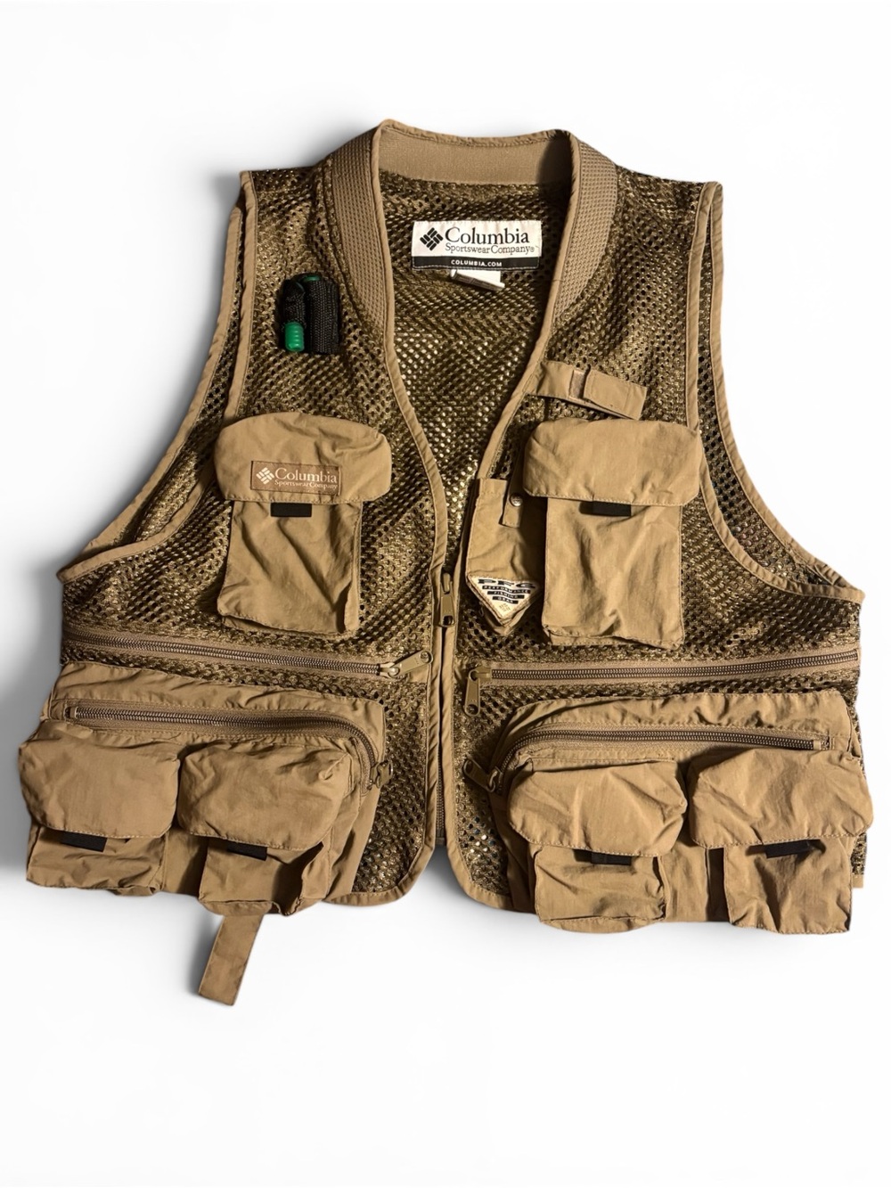 Columbia Khaki/Tan Mesh Multi-Pocket Outdoor Vest
